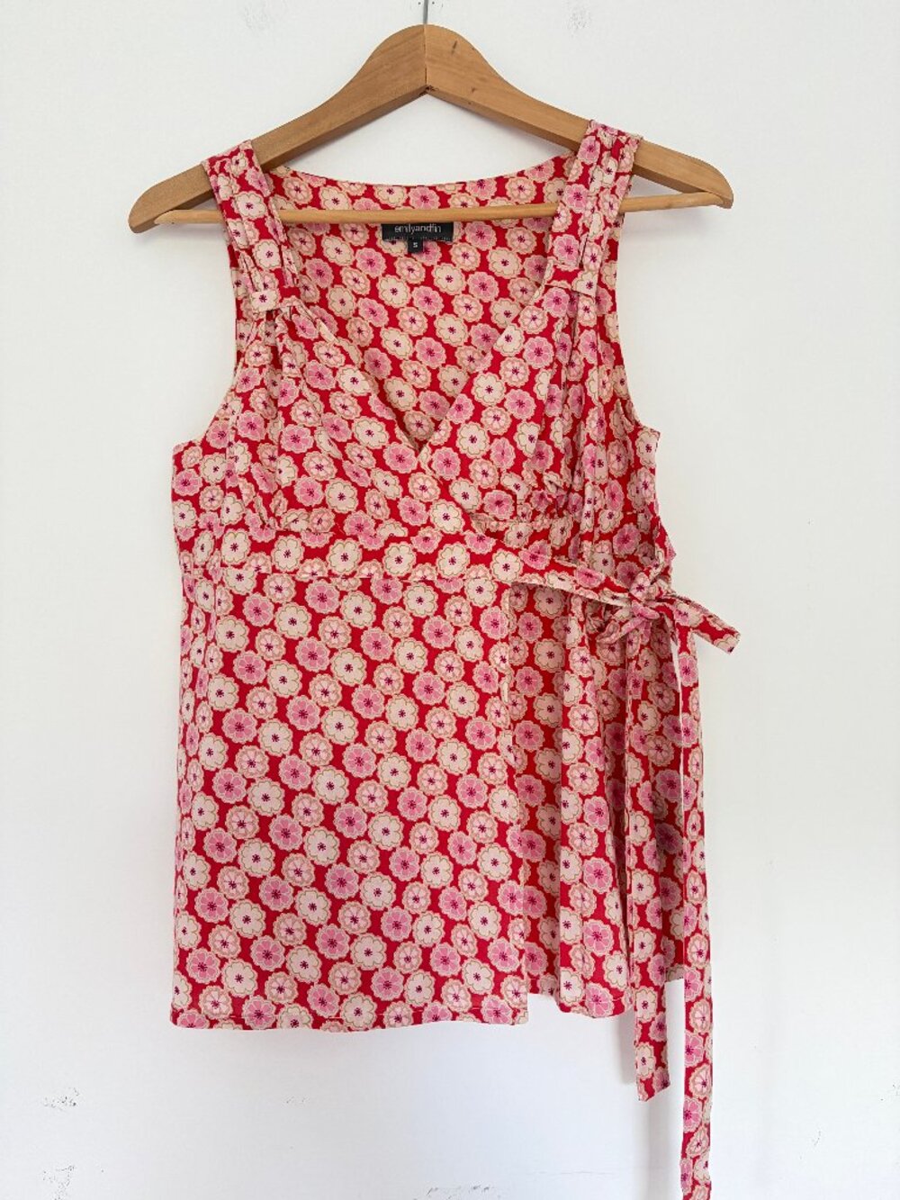 Vintage 90s Emily and Fin Liberty Print Cotton Sleeveless Wrap Top Women's Small